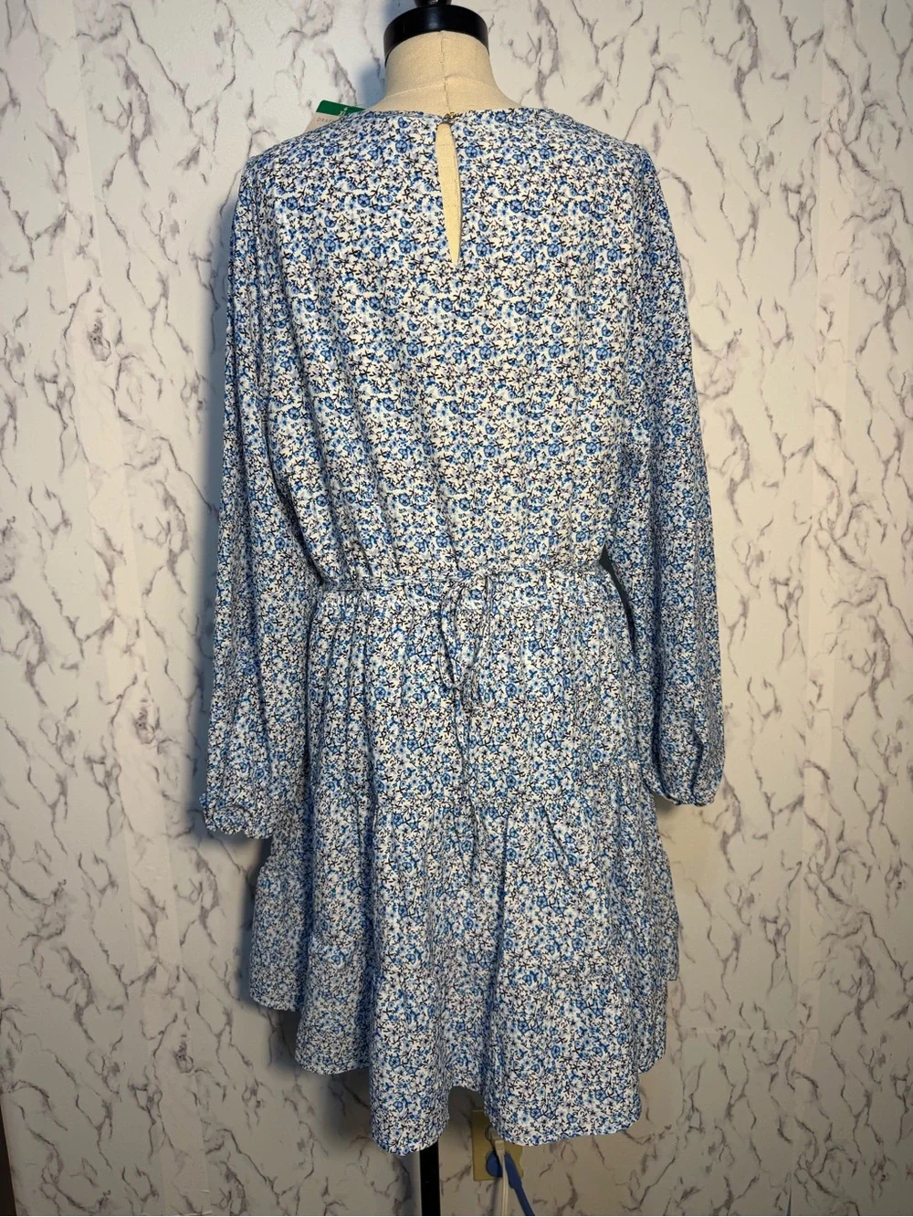 Draper James Women’s Tiered Dress NWT Size XL Blue Long Sleeve Belted